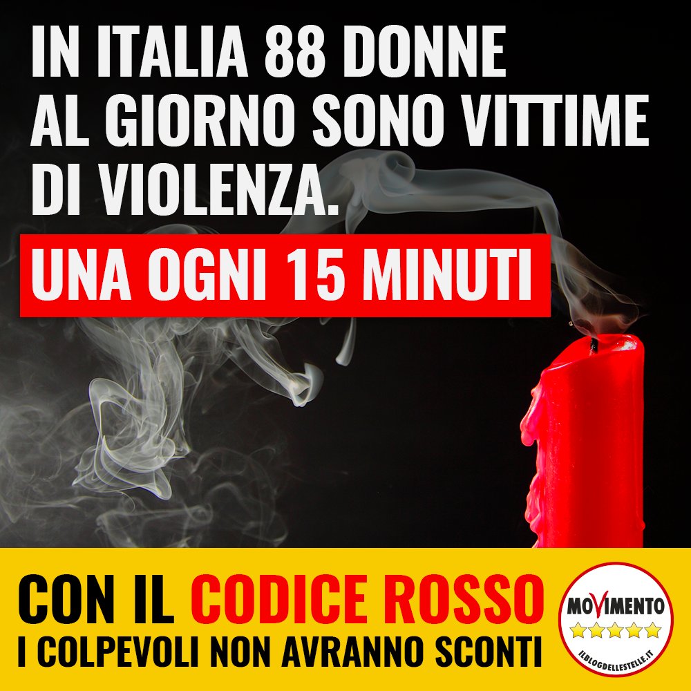 Mov5Stelle's tweet photo. Oggi è la Giornata Internazionale contro la #violenzaSulleDonne. I dati sono sconcertanti: 142 donne uccise nel 2018 e 94 in 10 mesi del 2019.

La legge #CodiceRosso è un primo passo per aumentare la prevenzione e punire i colpevoli, ma é solo l'inizio di un percorso più ampio https://t.co/Wk6KKe5C6y