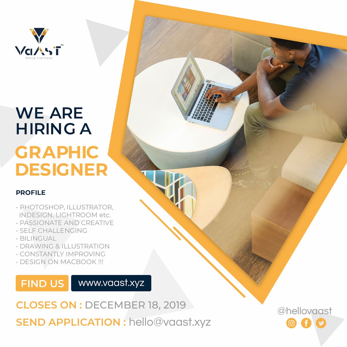 hellovaast's tweet photo. Hello 😊
We are looking for passionate collaborators
Ready to join a team of Limitless people? 🤗🤓 
Apply now : 
- Resume
- Motivation Letter
- Presentation video (Tell us why choose you)
- Portfolio 
#VaAST #beinglimitless #Job #GraphicDesign #art #designer #Recruiting #work https://t.co/Uwkx5547nY