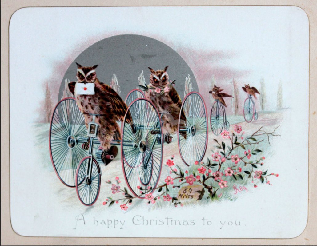 OldOpTheatre's tweet photo. Celebrate the holidays at the #oldop this year (but please leave your oversized tricycle at home!)
#VenueHire : https://t.co/45GLLw5aZS
(Image: Several owls on large tricycles. Bears message: 'A happy Christmas to you'. Credit: Royal Pavilion & Museums, Brighton & Hove.) https://t.co/gcF9B1uNH5