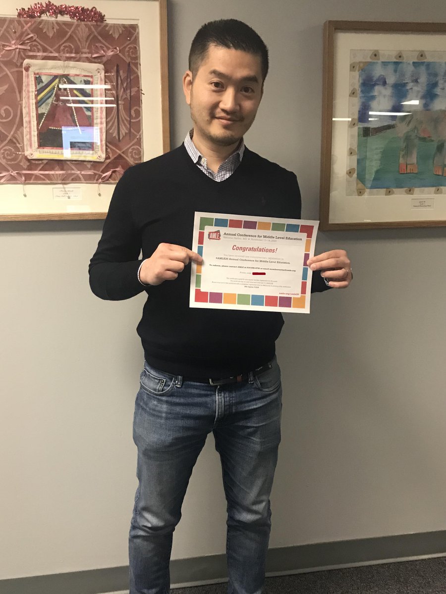 Hey, <a href="/AMLE/">AMLE</a>!  Look for this educator at your 2020 conference at National Harbor.  He's the lucky winner of a free registration.