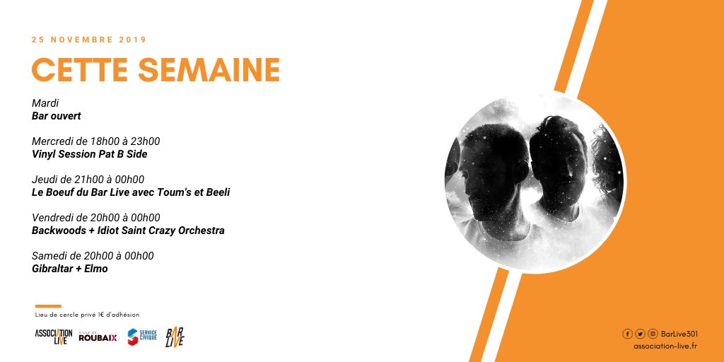 BarLive301's tweet photo. #programmation de la semaine au Bar Live ! https://t.co/q6N2hM15zO