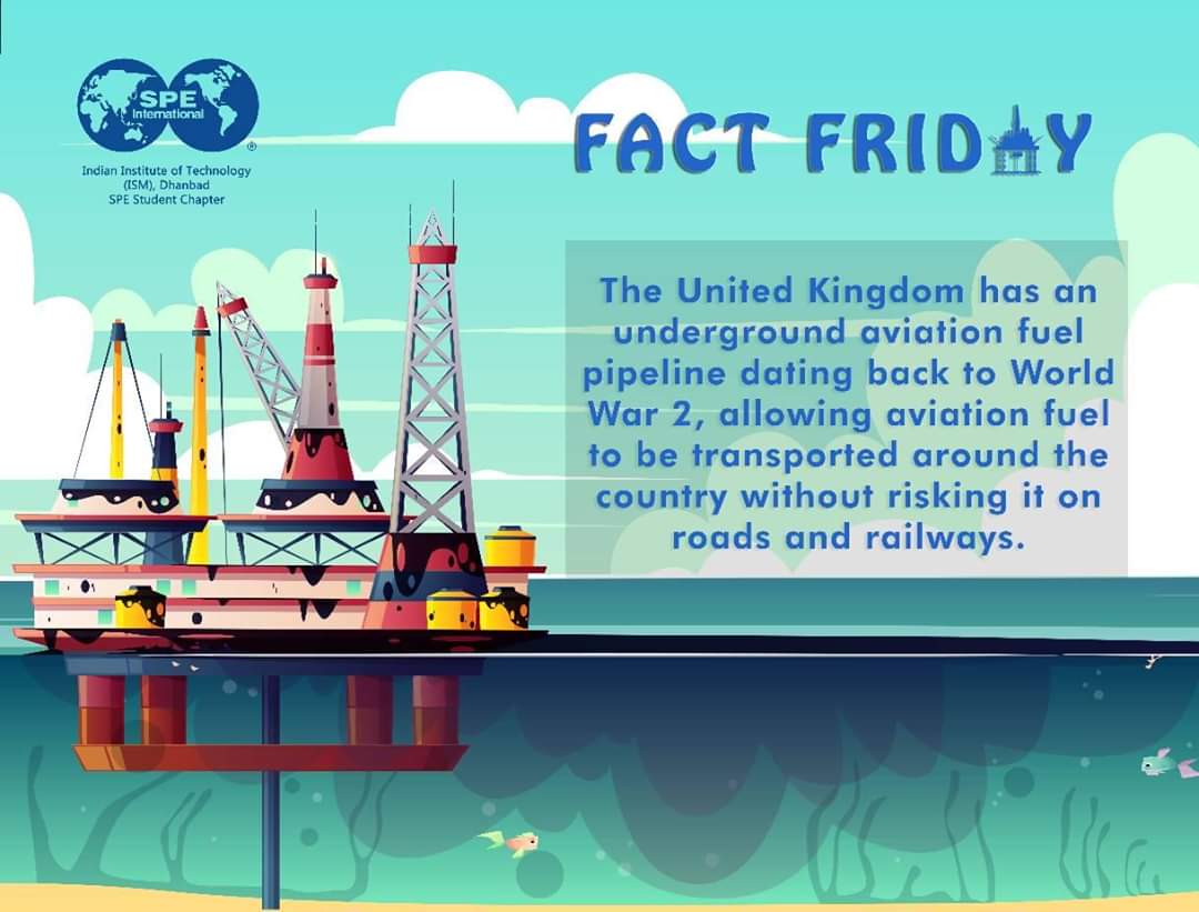 SPEISMSC's tweet photo. SPE IIT (ISM) Student Chapter presents a series of interesting trivia and anecdotes under the title "Fact Friday". So tune on to our page every Friday to get your mind blown away and explore the unheard territories of the E&amp;P industry.
#WeAreSPE
#FactFriday https://t.co/du03gPfude