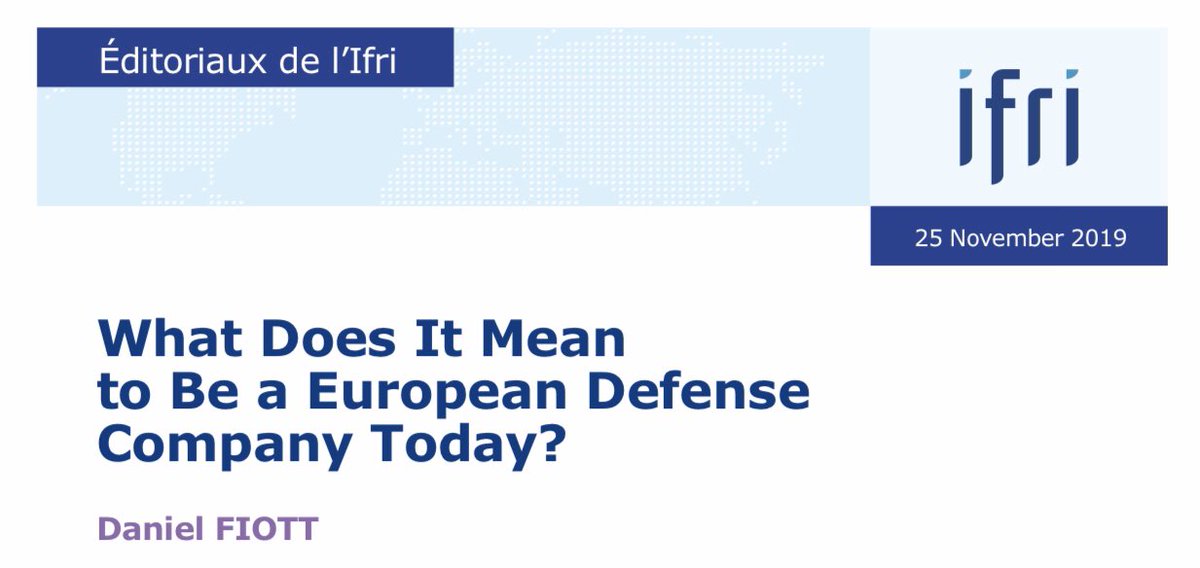 [My latest] What does it mean to be a European Defence company today?

Extremely pleased to have written for @IFRI_. Merci @CorentinBr!

Read here: ifri.org/sites/default/… #EUdefence #Industry #MilTech @EUDefenceAgency #defense #secdef #defpol @EU_ISS @EU_Growth