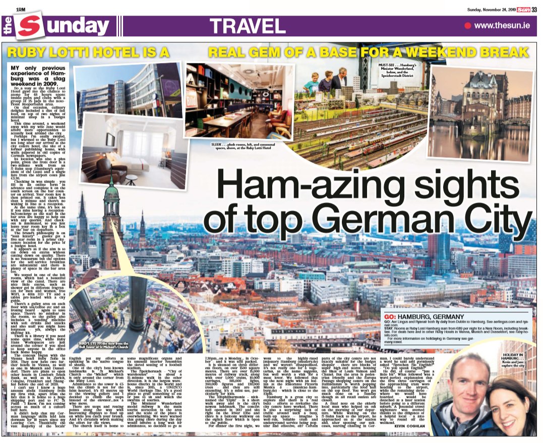Kevin Coghlan (@kevin_coghlan) on Twitter photo Travel feature in yesterday's Irish Sun from recent stay at the Ruby Lotti Hotel in Hamburg. <a href="/RubyHotels/">Ruby Hotels</a> Travel feature in yesterday's Irish Sun from recent stay at the Ruby Lotti Hotel in Hamburg. <a href="/RubyHotels/">Ruby Hotels</a>