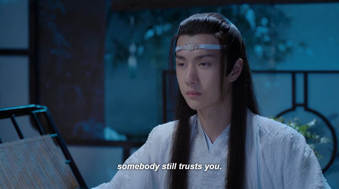 They start by giving us wwx's internal thoughts - they do this a lot throughout the show, so it's not a surprise. But then...lwj responds with HIS internal thoughts. And it's so specific you realise that they can hear each other, this is an actual conversation IN THEIR MINDS WTF
