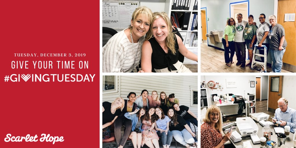 In the spirit of generosity, sign up to serve at Scarlet Hope on Giving Tuesday in one of the following ways: pray, paint, clean, or decorate.  Volunteers are the backbone of our ministry and we are so thankful for each of them! To learn more, visit buff.ly/2NX42tn