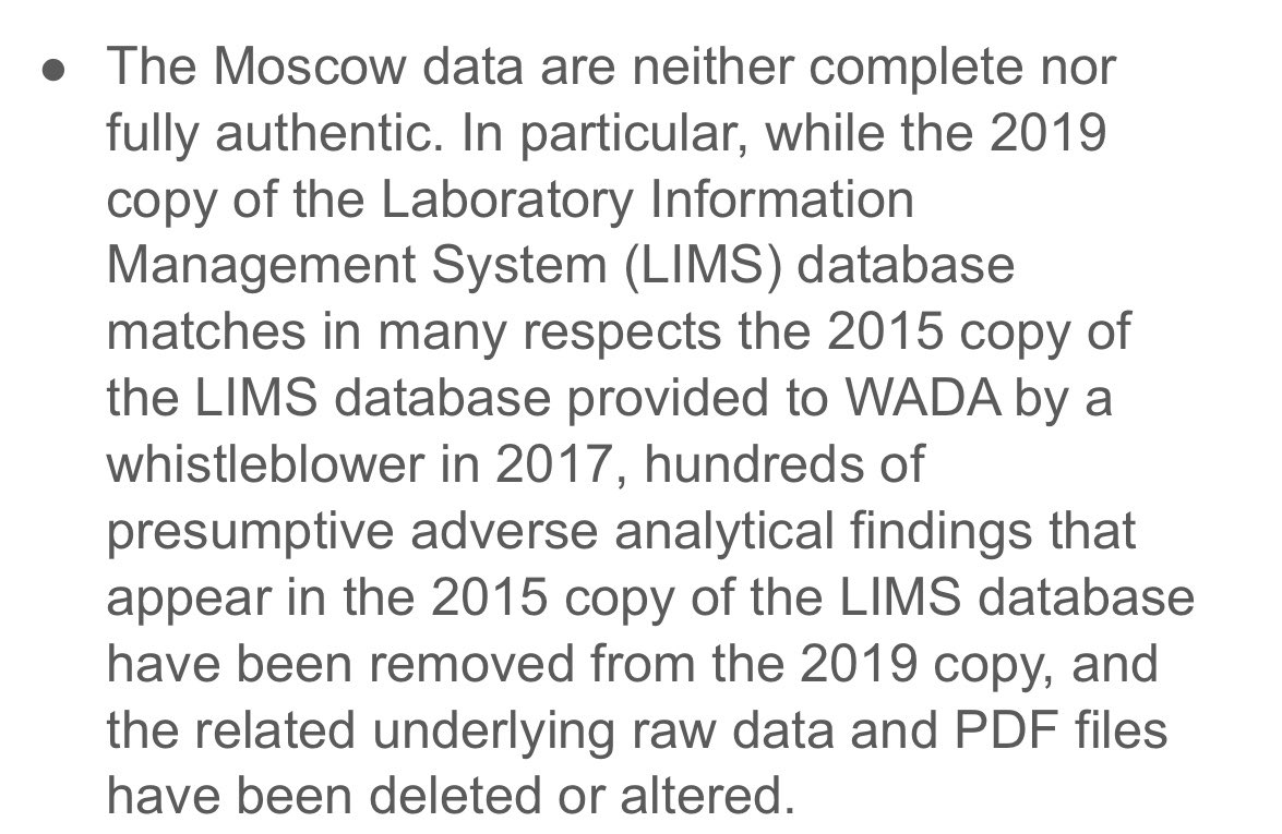 HajoSeppelt's tweet image. Breathtaking findings: ⁦@wada_ama⁩ Compliance Review Commitee publishes what has been manipulated, deleted and fabricated in Russia in order to cover up doping again (according to forensic experts). Criminal energy in order to cheat in sports on an unprecedented scale (1)