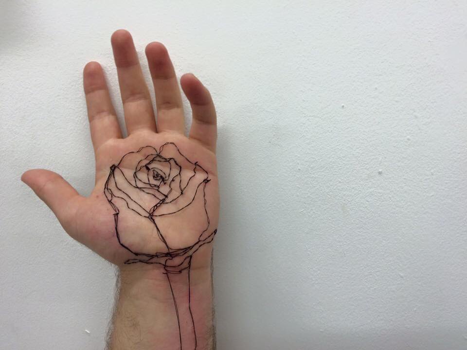 jonplayerblue's tweet photo. In art college I stitched a rose into my palm for some remembrance aspect on a final project and my lecturers hated it. Can I get some love??? https://t.co/zgIGTMw6s0