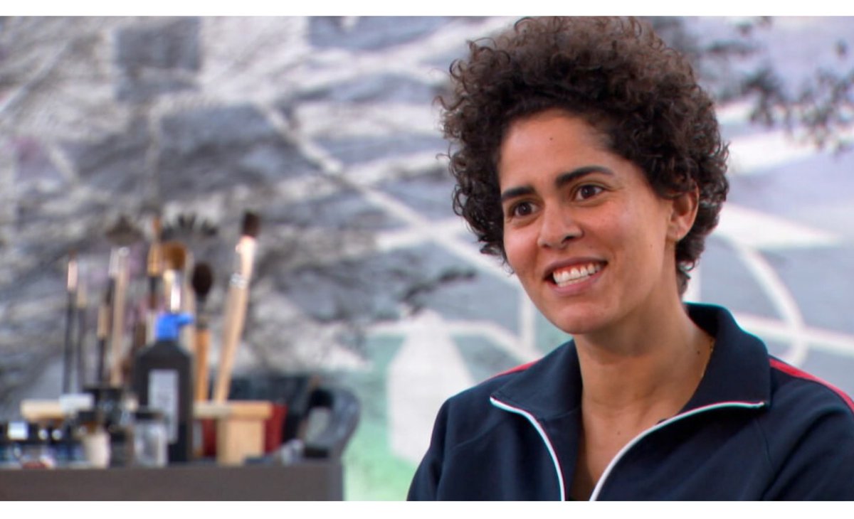 Watch an interview with Art21, in which HPE Artist Julie Mehretu explains that “her abstract-seeming compositions in fact contain embedded references to architecture and map-making.”

Image: still from the "Art in the Twenty-First Century" Season 5, 2009. © Art21, Inc. 2009.