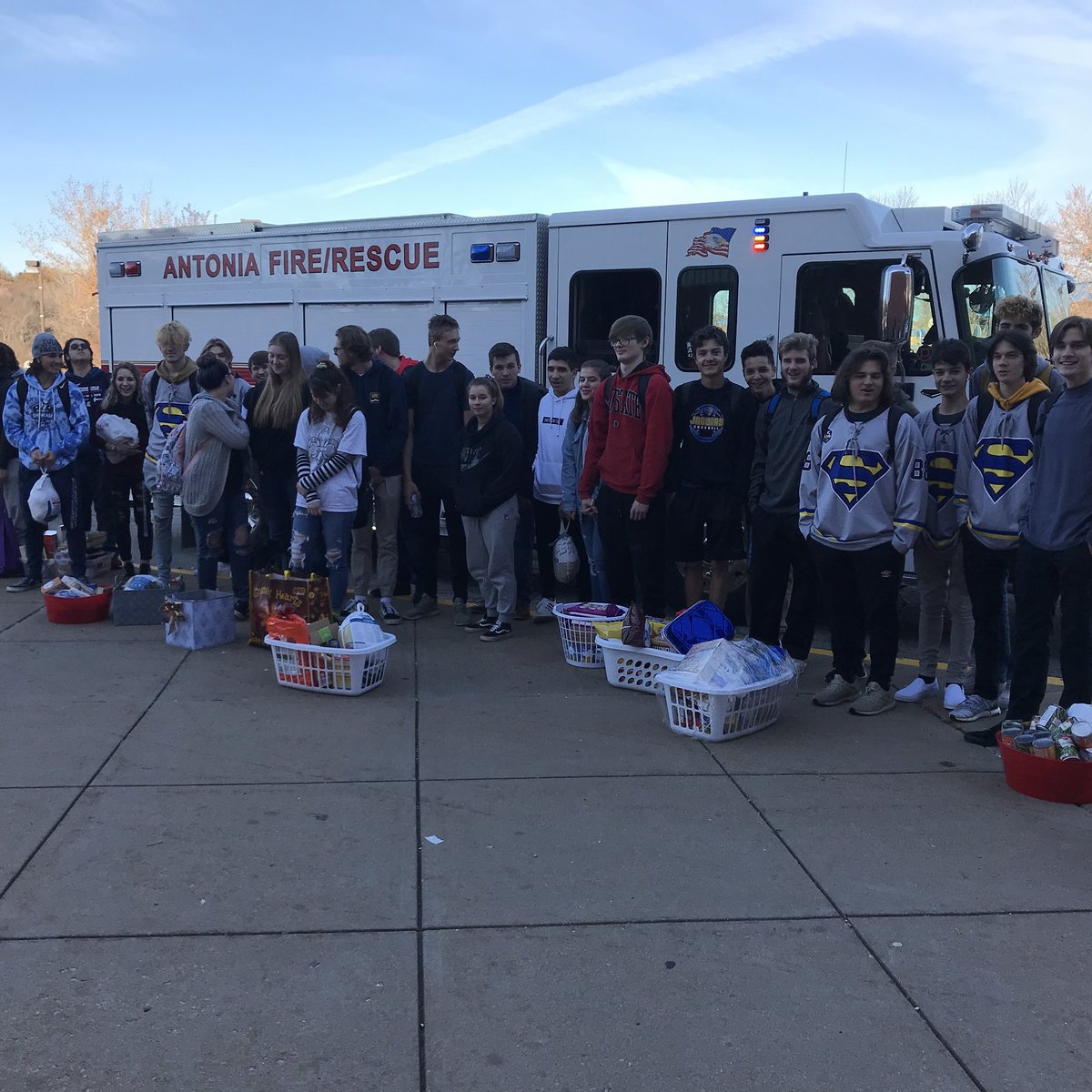 Thanks CCE students for helping our community! These turkey baskets are being delivered today by Antonia Fire Department to families in need.