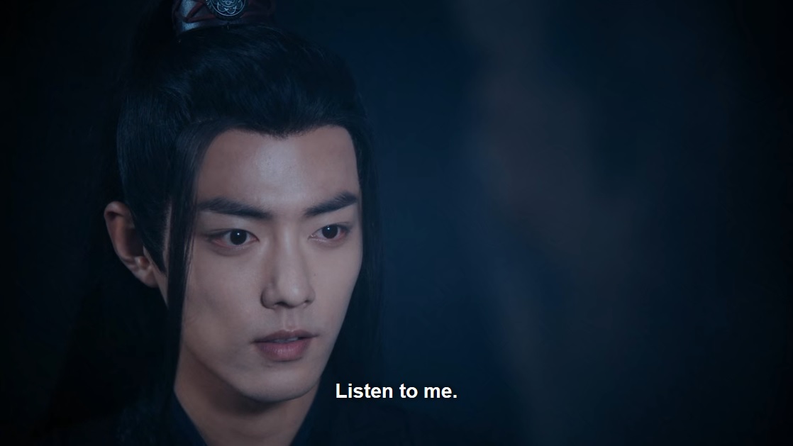 When wwx says "Listen to me," you're like wtf, he's already listening to you (it's his full-time job ), but then lwj touches his forehead with his own spiritual energy and the penny drops. Are they really going to...?