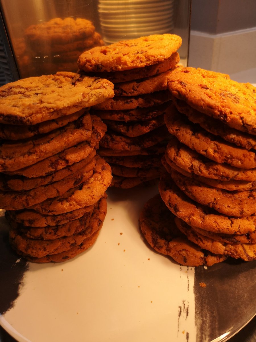 Broccoli, cheese quice. Roasted veg. And a stack of chocolate chip cookies#.queen Mary's school.# holroyd Howe.