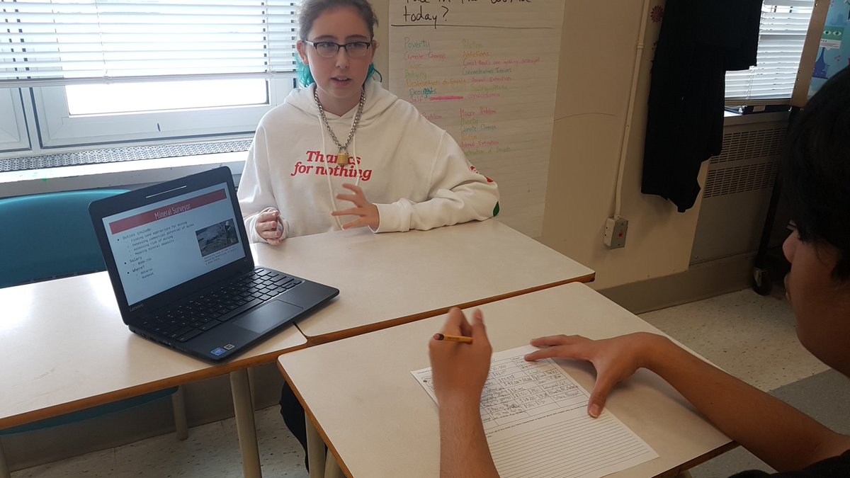 ManthaHistory's tweet photo. @StPaulOCSB Grade 9 Geography Ss were exploring possible career paths through station presentations. They had 5 minutes to discuss the top 5 Geography jobs they could find online or #myblueprint , and then on to see someone else's top 5. #bestpaul https://t.co/KdPbwo5W71