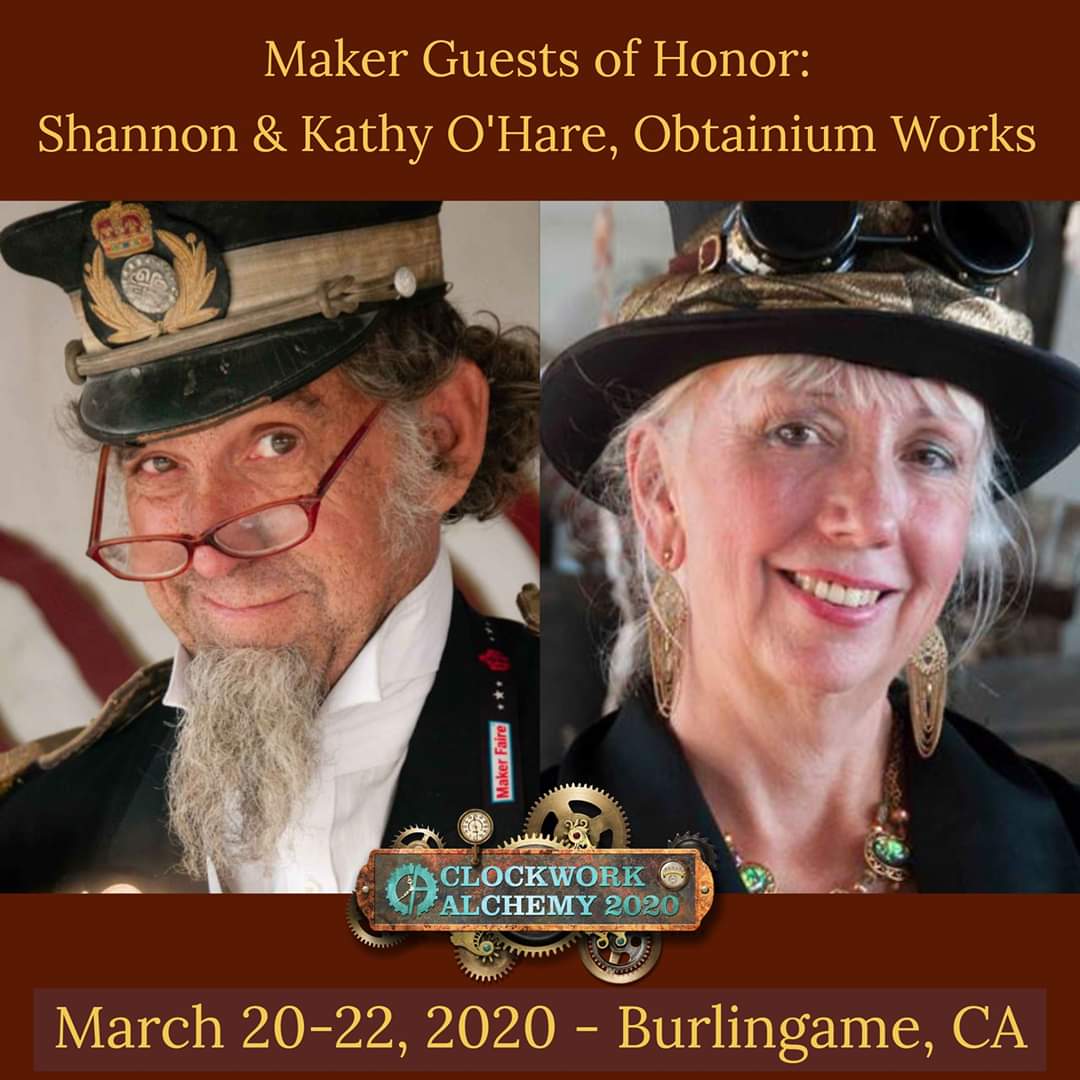 ClockwrkAlchemy's tweet photo. Makers rejoice! We are delighted to announce Shannon and Kathy O'Hare, of Obtainium Works as our 2020 Maker Guests of Honor! #makersgonnamake #clockworkalchemy #obtainiumworks https://t.co/6FCuVonifP