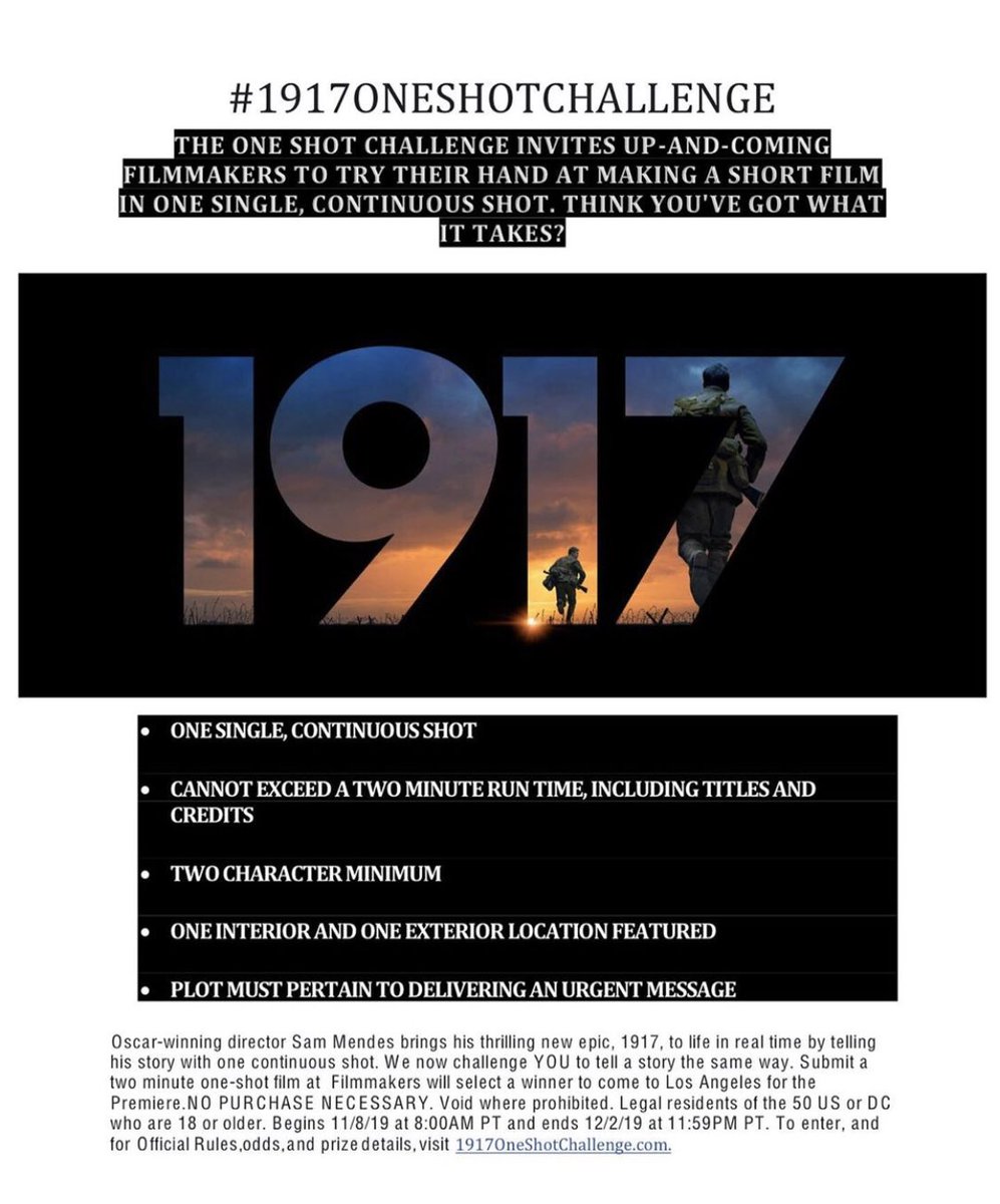 Universal_JMU's tweet image. ‼️DON’T THROW AWAY YOUR SHOT‼️ submit your #1917oneshotchallenge by December 2nd for a chance to win a trip to @1917 ‘s premiere in LA 🎬 rules and regulations at 1917oneshotchallenge.com