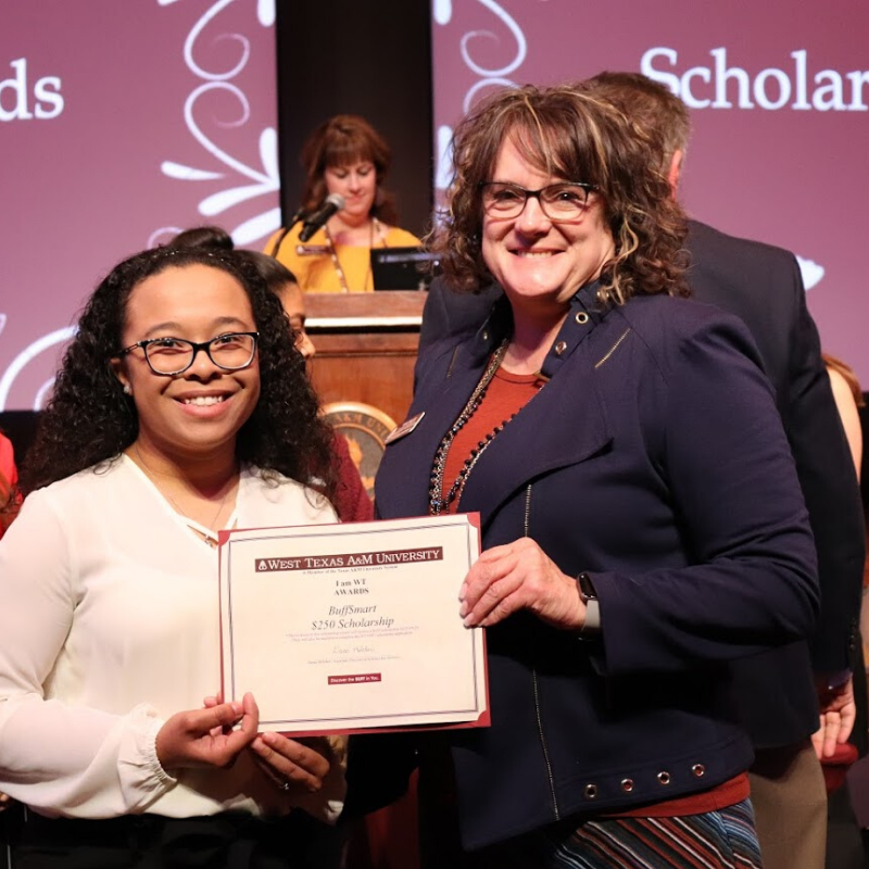 WT_OEC's tweet photo. Congratulations to Kyontasia Wilson, president of Diversity Ambassadors, on winning a scholarship upon completion of the Money Management Boot Camp! We are proud of you and all you bring to WTAMU! #IMatterWT https://t.co/5W0a7xIlxd