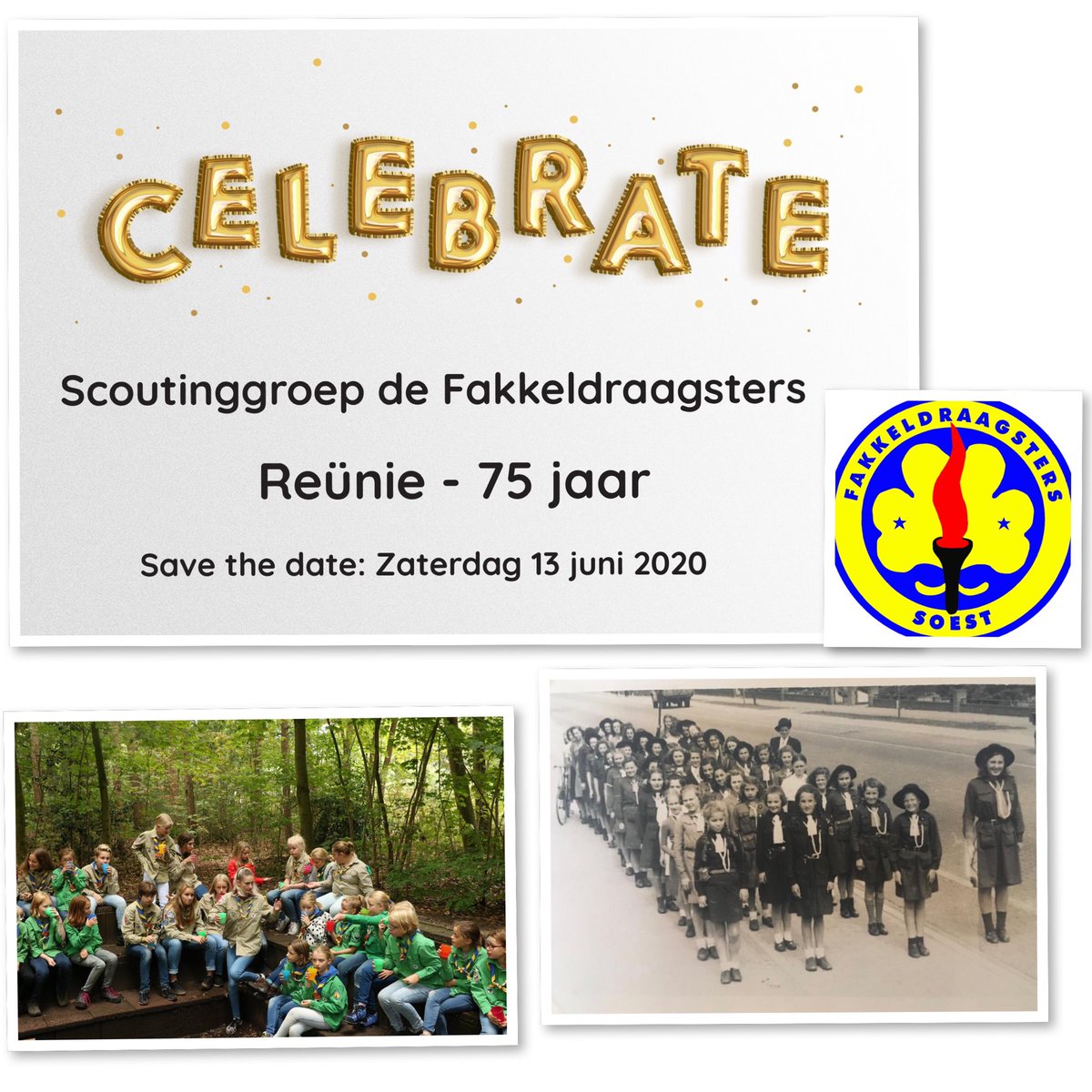 Bent u (oud)lid? Kom dan op zaterdag 13 juni naar de reünie! Neem een kijkje op het clubhuis aan de Den Blieklaan 16 en bekijk de tentoonstelling van 75 jaar Fakkeldraagsters. 
Het programma wordt nog bekendgemaakt, maar hierbij kun je alvast de middag reserveren in de agenda!
