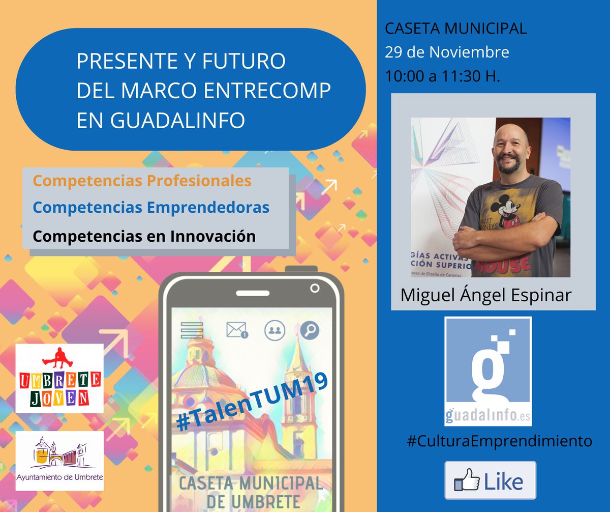 El viernes 29N, veremos el presente y el futuro de #EntreComp, objetivos, guías un proyecto que transforma la estrategia de <a href="/RedGuadalinfo/">Vuela Guadalinfo</a>  de la mano de <a href="/espinarplay/">Miguel Angel Espinar</a> <a href="/fegarc/">Fernando G.Cumbreras</a> una firme apuesta por el #emprendimiento y la #innovación