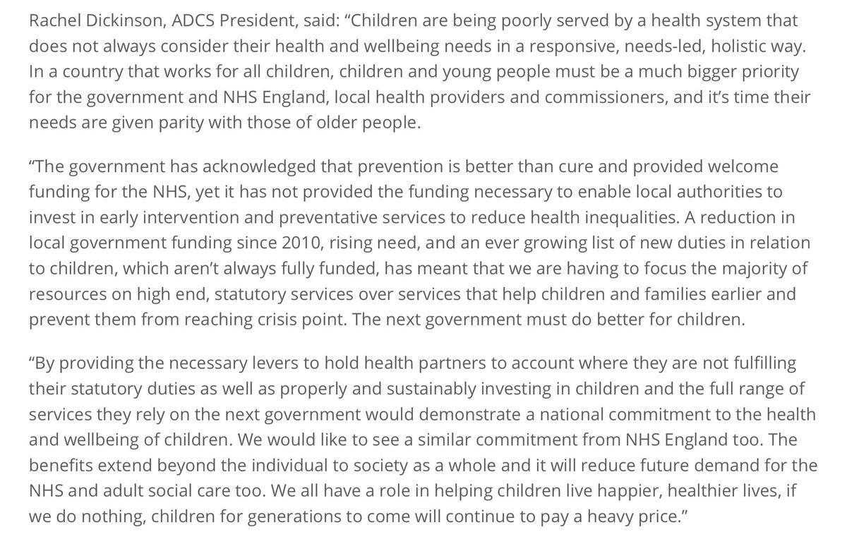 ADCStweets's tweet photo. The latest #ADCS policy position paper published at #NCASC19 looks at children and young people’s health and wellbeing overall and how well their needs are being served by the health system, or not. Read it here 👉 https://t.co/EOQgTqsTqn https://t.co/OnJ9bCN7BK