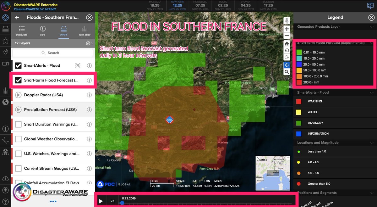 DisasterawareE's tweet photo. #Flood in #SouthernFrance, a viaduct and road has collapsed. 3 are reported dead, many people are also reported missing.
Area in red are at high risk warning, more possible #landslides due to #rainfall as well.
#Share2Help and be safe!
Free Trial: https://t.co/sLRASo826F https://t.co/zFFNSDdBsI
