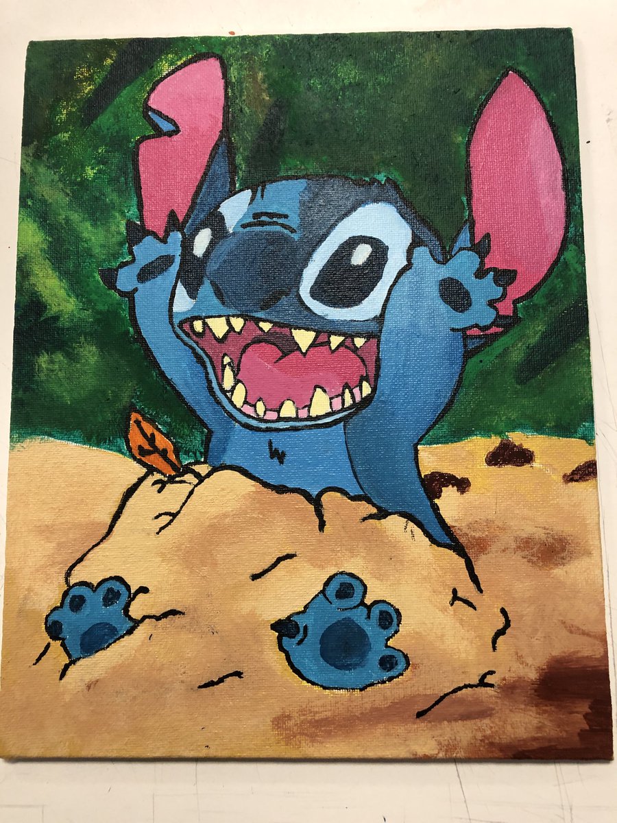WahooHSARt's tweet photo. Sarah Kolterman (2023) acrylic painting of  Stitch on canvas board.   #ExcellenceEverywhere #liloandstitch ⁦⁦@wahoopublic⁩ https://t.co/nlbBw1e1sX