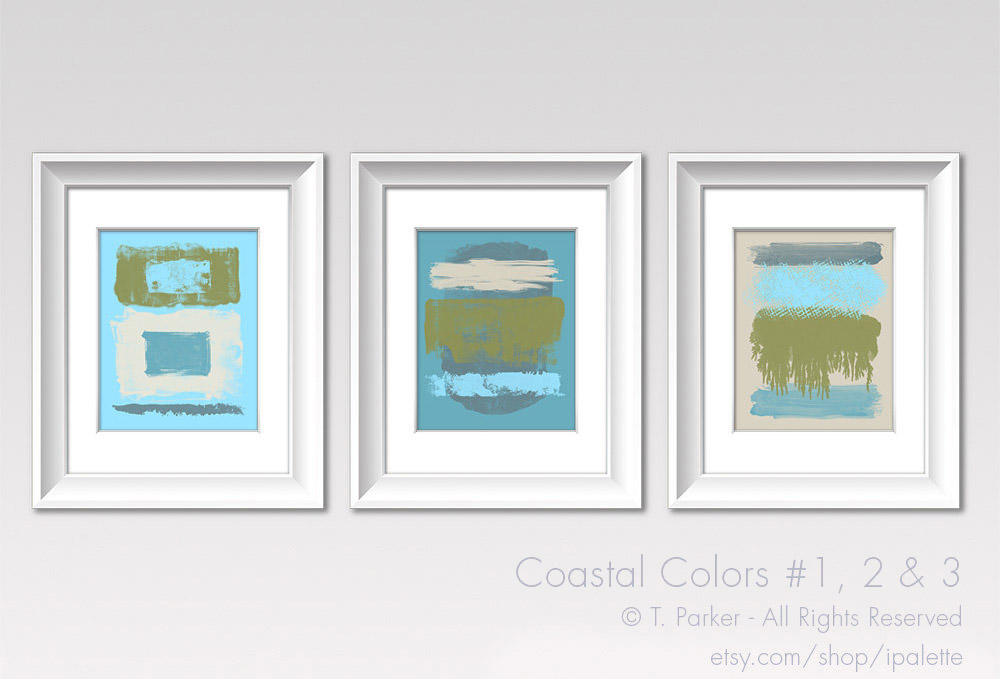 Set of Three Coastal Colors Prints etsy.com/shop/iPalette #artgallerynaples #abstractartnaplesflorida #coastalcolors #artisttimothyparker #naplesartdistrict #colorfieldart #designerart