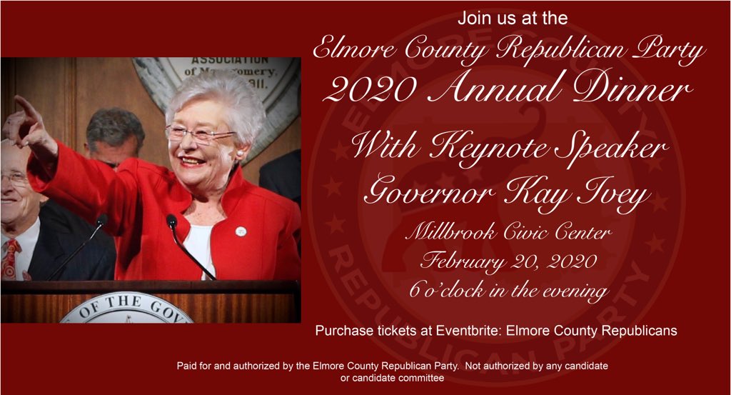 ElmoreGOP's tweet photo. It’s the most wonderful time of the year! Thank you @GovernorKayIvey for being our speaker! https://t.co/HOR3Bo6rlA