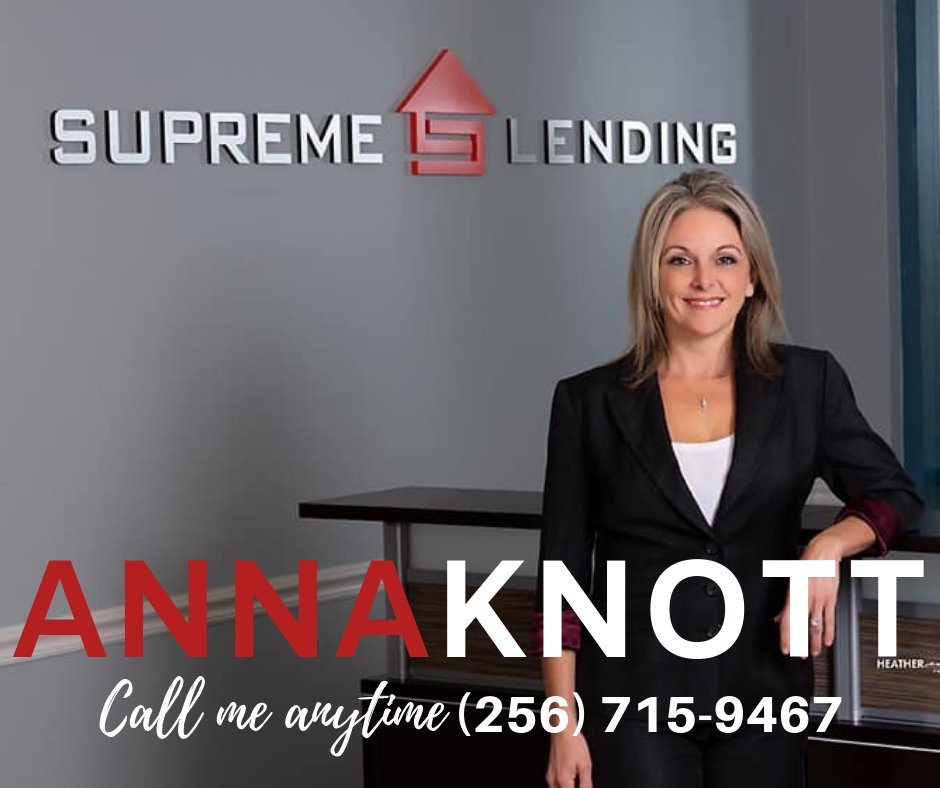 RelocateNorthAL's tweet photo. Experience what it’s like to be a priority when you work with Anna Knott Hooyer​! Anna can help with navigating #mortgage requirements to make the process simple! Call Supreme Lending​ today!  #lenders #relo #relocate #relocation #northalabama #madisonal #huntsville #huntsvilleal https://t.co/CvXAHHzCcI