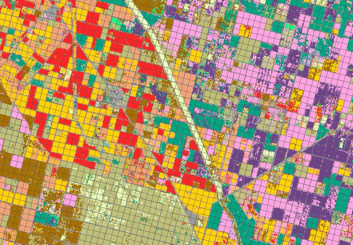 I couple my water dataset with high-resolution satellite data product from the USDA, the Cropland Data Layer. It identifies what crop is grown at every point in a 30-meter grid.In total I have 3 billion pixels to work with