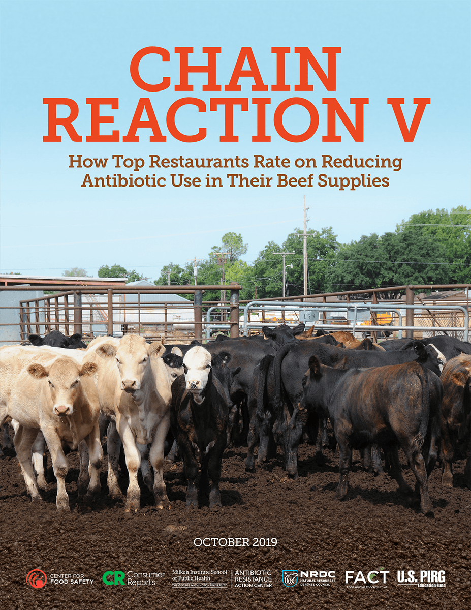 uspirg's tweet photo. #Tgiving is right around the corner, which means it’s travel season. When you get hungry on the road, check out #ChainReaction for guidance. Not all restaurants are equal when it comes to protecting #antibiotics from overuse in their beef supply chain. 
https://t.co/jrc3g7bSMj https://t.co/QTZUVEDc3Z