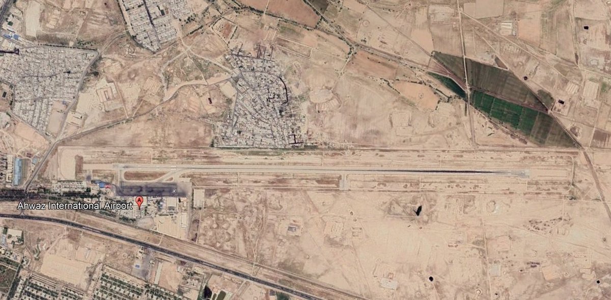 The city of Ahvaz itself has an international airport with a small military section (31.338905° 48.763860°). However, it is located very close to a large city full of cell phone camera users and perhaps not the best location for launching a secret operation. 2/10