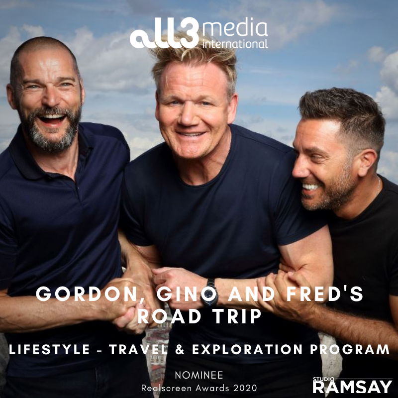 all3media_int's tweet photo. Good luck to @Studio_Ramsay with 'Gordon, Gino and Fred's Road Trip' nomination at the Realscreen Awards in 2020. #RealscreenAwards #GordonGinoandFred @GordonRamsay @Ginofantastico @fredsirieix1 https://t.co/asszsGtvfy