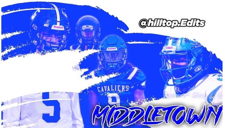 MiddletownFB's tweet photo. Middletown gameday info:
State title game vs HVT
Tubby Raymond Field
Kickoff is at 1pm
Tickets only available online! 
Cavaliers will wear WHITE
Student section&amp; fans will wear BLUE
https://t.co/GfF8yYAVNZ
#ALLIN19 #FinishTheFinish https://t.co/2rDXuDkRh2