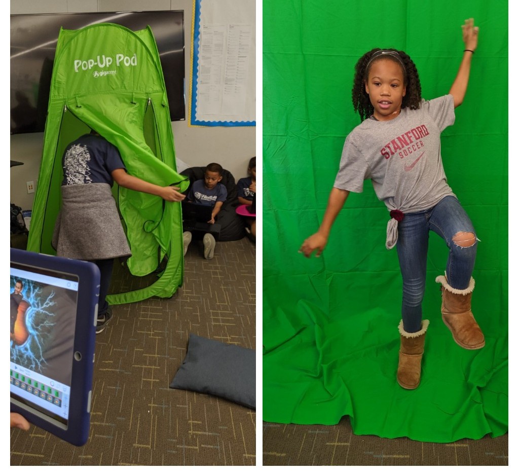 sallyhoyt's tweet image. Thank you @capcue for the mini grant! We are having some green screen creative fun! #westlakecharter #wcsjoyfullearning