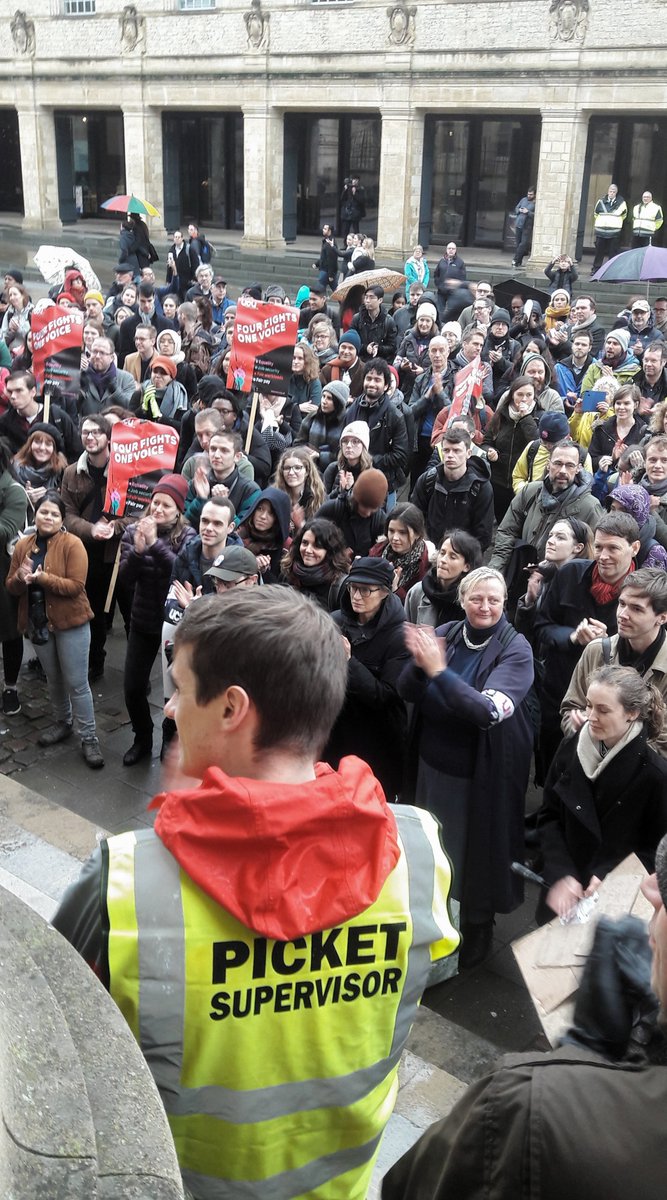 6/nLastly, strikes in Oxford are very different from the ones I'm used to in Kerala, or elsewhere in India. No creative/loud sloganeering, very staid banners and — most amusing to me — a 'picket supervisor' appointed by the Union!