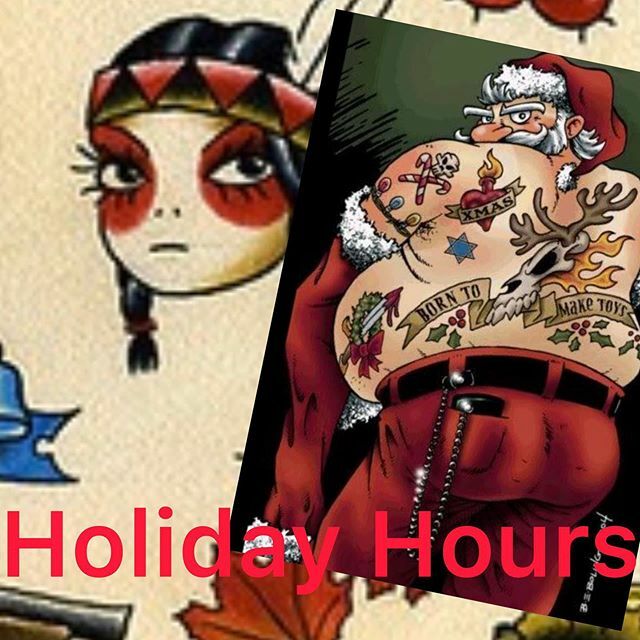 MrWilliamsTatto's tweet photo. Mr Williams Tattoo Co. - Holiday Hours
Thursday - Turkey Day > Closed
Friday - Black Friday > Open
Tuesday, 24th Christmas Eve > Closed 
Wednesday, 25th Christmas Day > Closed 
Wednesday New Years Day, Jan 1st > Closed https://t.co/CyeeCJ4Hm3 https://t.co/ebnWL4mxSQ