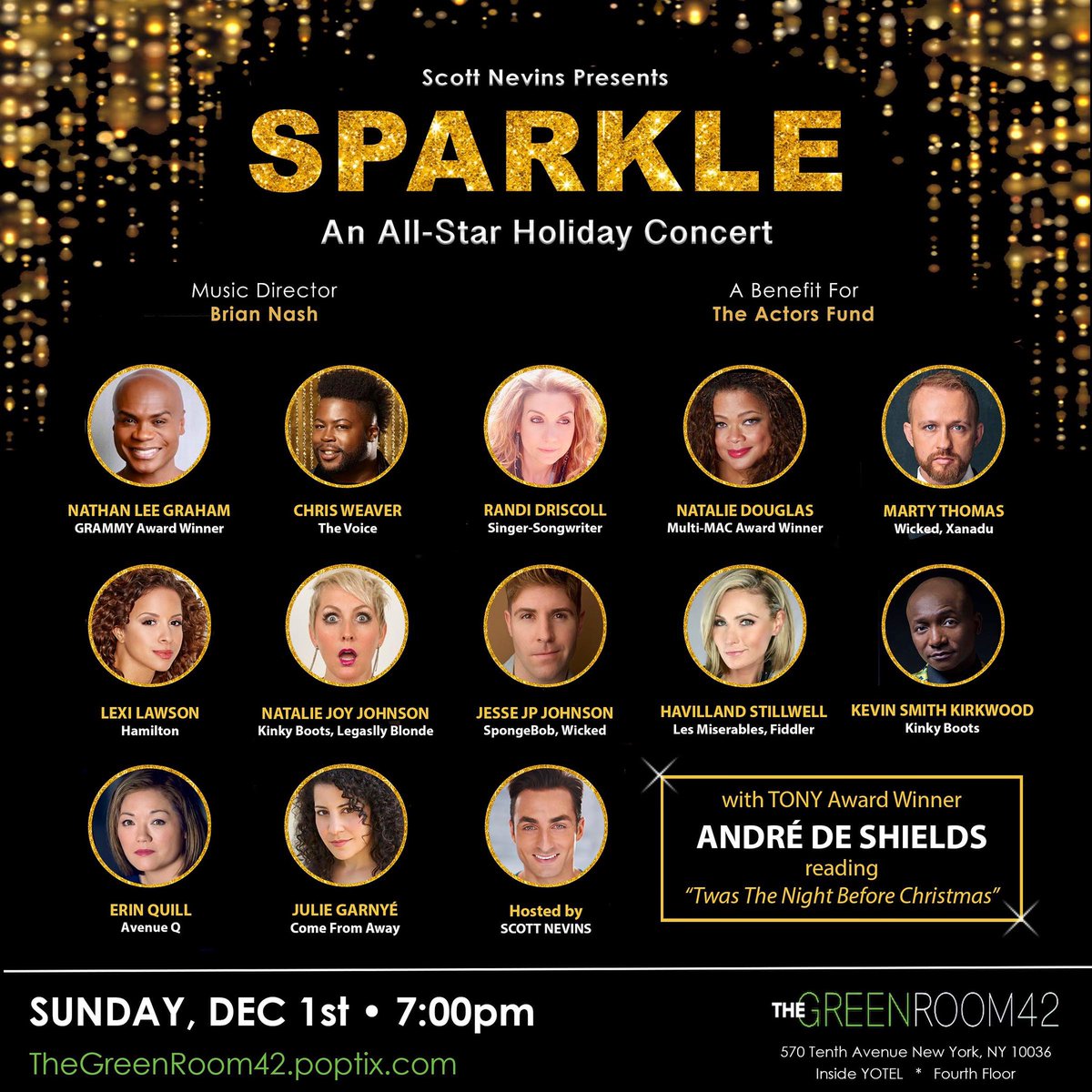 SPARKLEinNYC's tweet photo. Check out this lineup!! Tickets are almost sold out for #SparkleNYC benefiting @TheActorsFund, this Sunday @ 7PM, @TheGreenRoom42. 

✨ Go to https://t.co/wpkZ69UByV for tickets and full info. ✨ https://t.co/JgKmBMCXj6