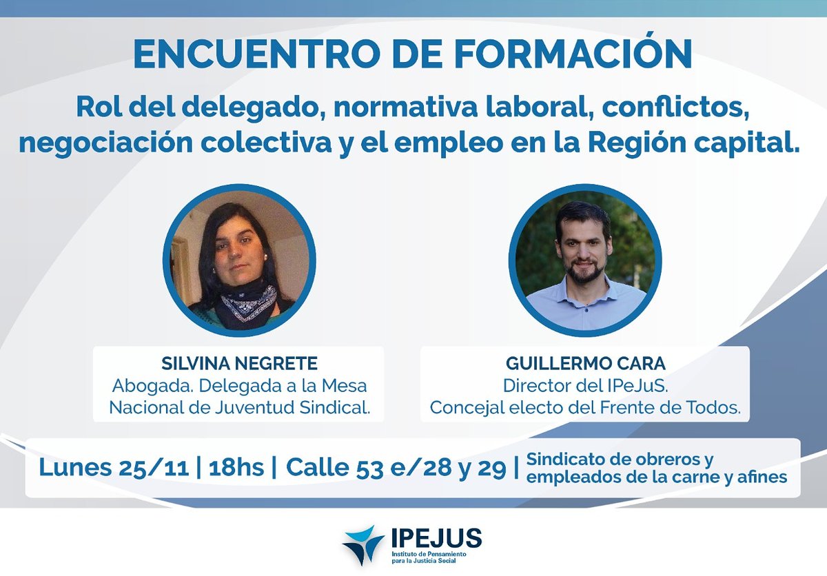 NanoCaraOK's tweet photo. Hoy a las 18 horas, junto a @SilNegrete, vamos a conversar sobre el escenario y la normativa laboral.
#EncuentroDeFormacion #IPeJuS https://t.co/sEMYoVD74i