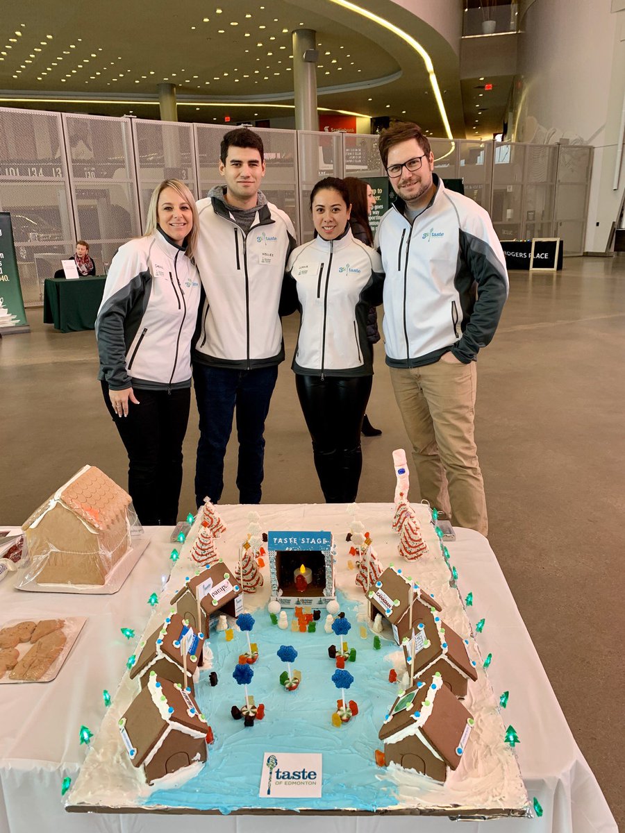 Our team is at the <a href="/ChristmasBureau/">Christmas Bureau</a> Kick Off building the Taste of Edmonton gingerbread house! 🎄