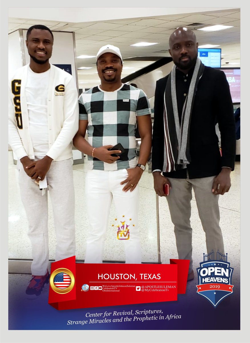 MyCelebrationTV's tweet photo. OPEN HEAVENS 2019 - HOUSTON, TEXAS With Apostle Johnson Suleman

**The Arrival... 

#FromAuchiToTheWorld
#JesusIsInTown
#OpenHeavens2019
#CelebrationTV
#Houston_Texas https://t.co/xdPoMGXTDU