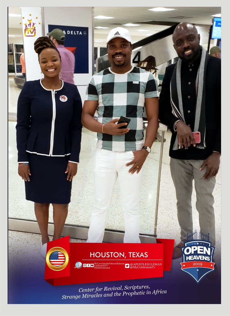 MyCelebrationTV's tweet photo. OPEN HEAVENS 2019 - HOUSTON, TEXAS With Apostle Johnson Suleman

**The Arrival... 

#FromAuchiToTheWorld
#JesusIsInTown
#OpenHeavens2019
#CelebrationTV
#Houston_Texas https://t.co/xdPoMGXTDU