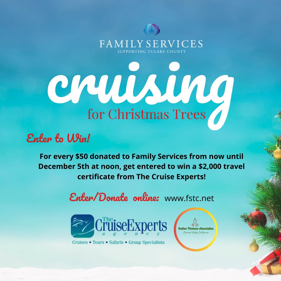 FamilySvcsTC's tweet photo. Do you need a vacation? You could win a $2,000 travel certificate from the Cruise Experts just by donating to Family Services. Learn how: https://t.co/IbdbtjrQi6 https://t.co/9cYkNtxb86