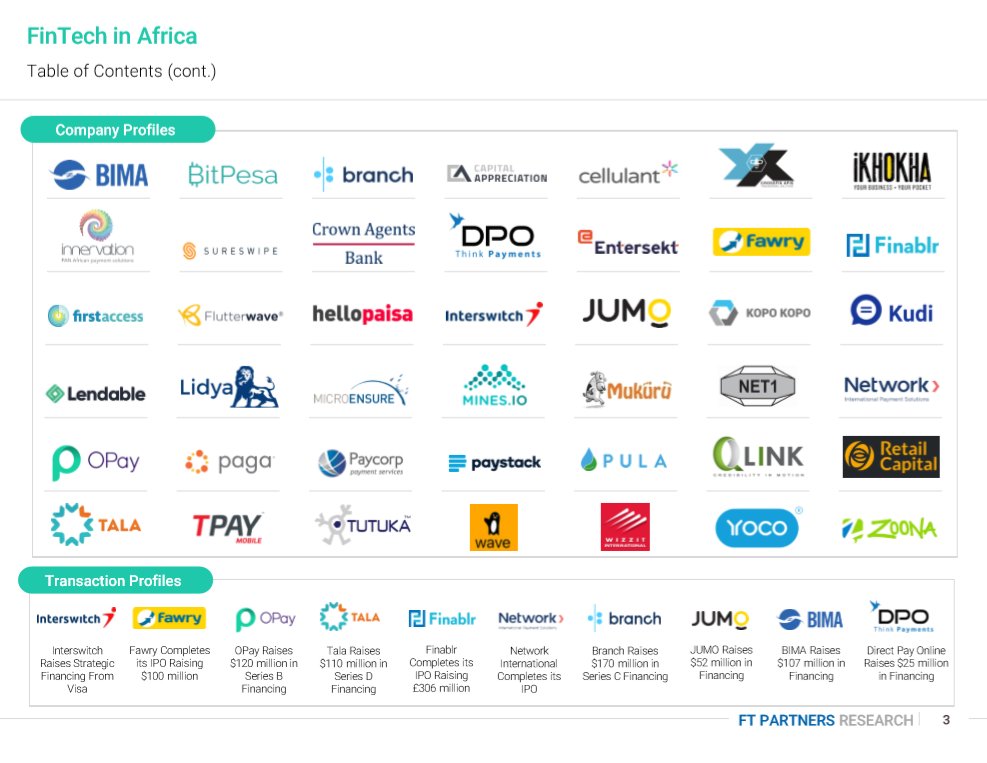 FTPartners's tweet photo. Check out all 42 profiles of prominent FinTech companies in Africa in FT Partners' new report, “FinTech in Africa” https://t.co/TnZTH7Rmt3 #FinTech #AfricaFinTech #EmergingMarketsFinTech https://t.co/dTERdMRe8x