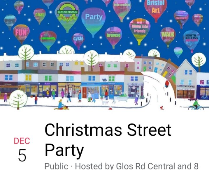 Our Christmas Street Party is next week - Thurs 5th 5-8pm festive food & drink, brass band, late night shopping, creativity, choirs, printmaking, charity stalls & more @JoesBakeryBris @room212gallery @alchemy198 @paperplane_shop @nolainteriors @AvonNeedsTrees @avonwildlife
