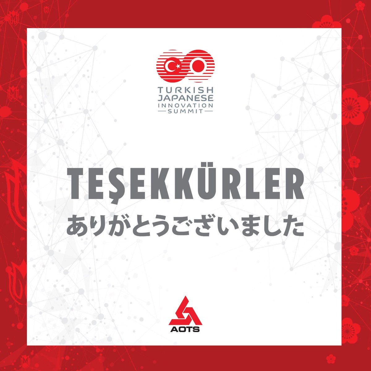 TurJpSummit's tweet photo. @aotstr ‘nin ev sahipliğinde gerçekleşen #TürkJaponİnovasyonZirvesi’nin tüm değerli konuşmacılarına, panelistlerine, destekçilerine, sponsorlarına ve katılımcılarına teşekkür ediyoruz. Seneye görüşmek üzere. 
.
#TJinnovationtalks
#TurkishJapaneseSummit
#TurkishJapaneseSummit2019 https://t.co/3pkEcdP2YH