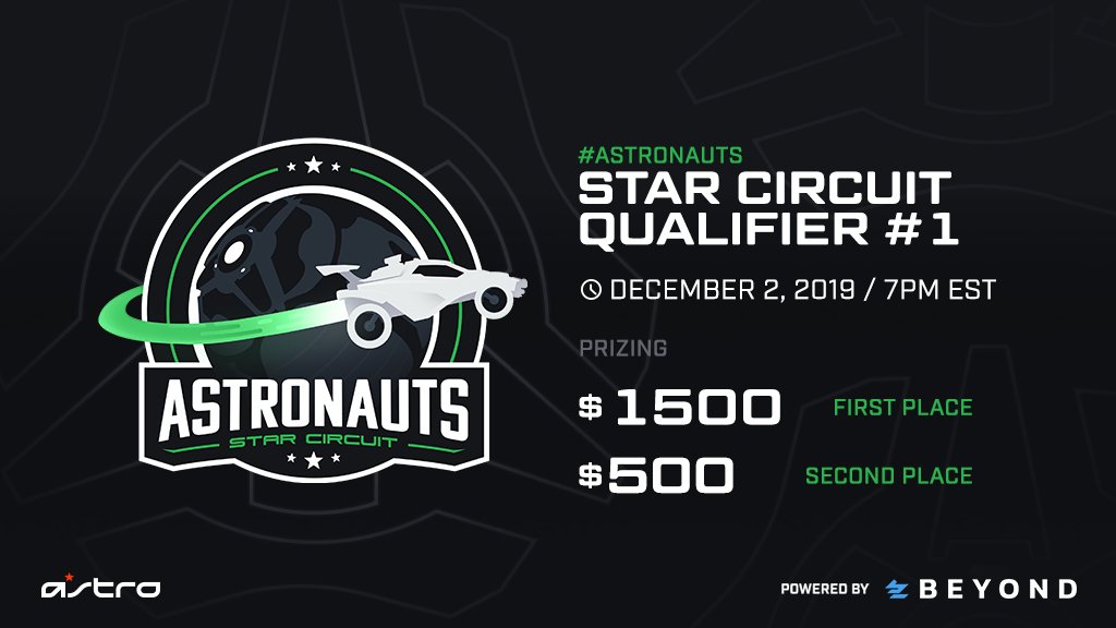 Start your engines! Registration is now open for the first #ASTRONAUTS Star Circuit qualifier tournament!

📅 December 2nd
💰 $2,000 Prize Pool
🚀 Earn Points, Qualify for Finals
⚔️ Free to Enter / North America

Get the details and register your team at teambeyond.net/star-circuit