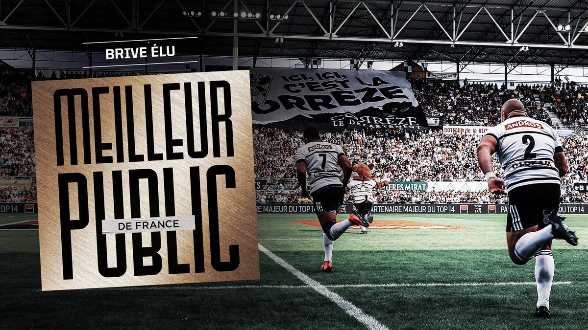 CABCLRUGBY's tweet photo. 🔥🔥🔥📢🥇 Brive élu meilleur public de France ! Merci pour votre soutien indéfectible au Stadium et partout en France. #WEARECAB #NuitDuRugby ⚫️⚪️ https://t.co/VJgsSqUZnb