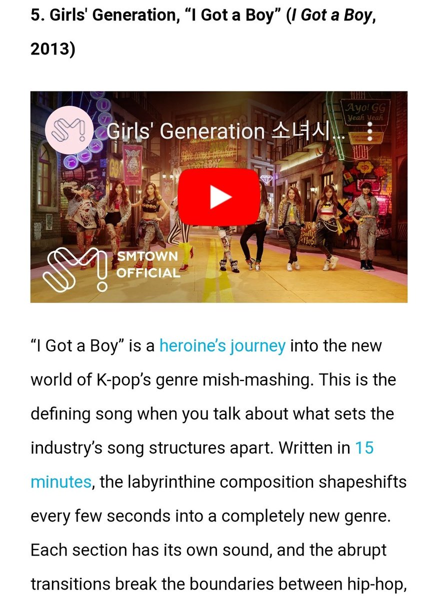 ShadySNSD's tweet photo. Billboard's Top 100 K-POP Songs of the Decade:

#84 Mr. Mr. (Girls' Generation)
#58 I (Taeyeon feat. Verbal Jint)
#5 I Got A Boy (Girls' Generation)

Congratulations @GirlsGeneration! ❤️ They are the only female artist with IU to appear 3 times. https://t.co/CmPzjXbl6r