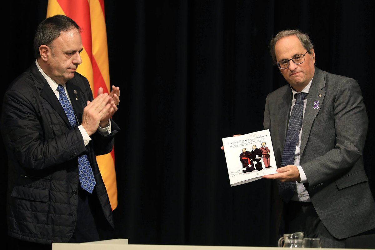 El president de la Generalitat, Quim Torra, afirma que l'independentisme està decidit per culminar les Bases de Manresa i la Mancomunitat amb la construcció de la República. Torra ha presidit l'acte de cloenda del 125è aniversari de les Bases de Manresa