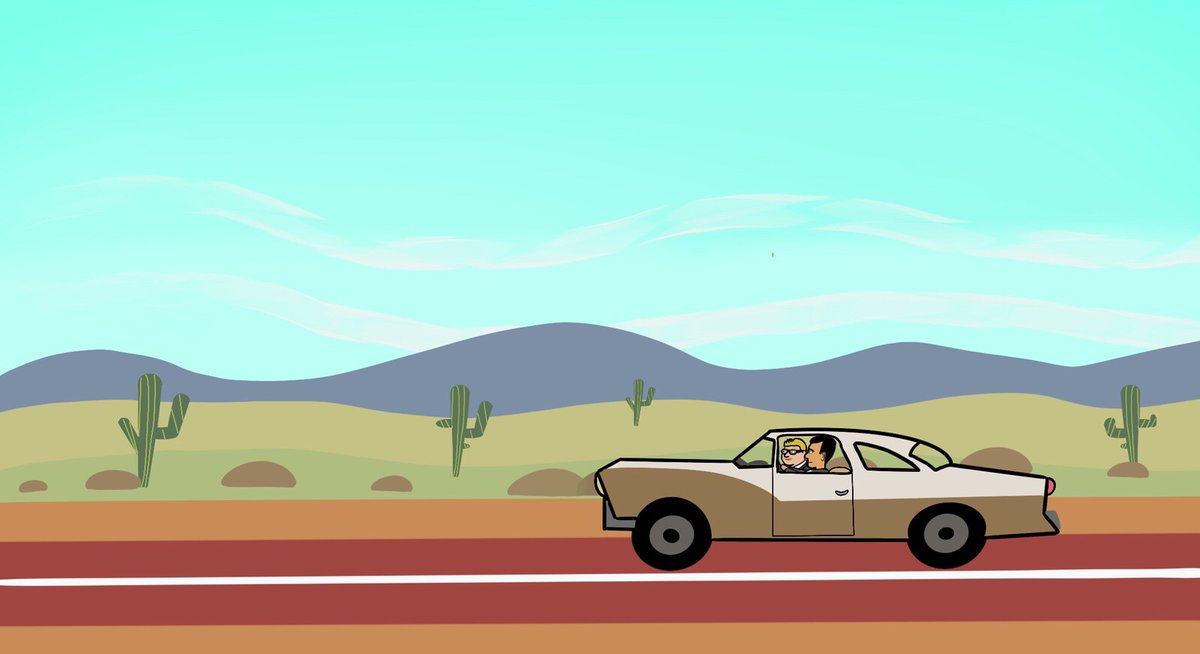 Our heroes driving down the New Mexico highway.

#scifi #thebfiles #cartoon #cartoons #comedy #RickandMorty